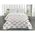 thumbnail image 1 of Ambesonne Compass Quilted Bedspread Set 3 Pcs, Diamond Windrose Leaf, King Size, Dark Blue Dark Coral, 1 of 3