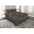 thumbnail image 1 of Ambesonne Compass Quilted Bedspread Set 3 Pcs, Drawing Style, King Size, Umber Dark Brown, 1 of 3