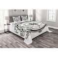 thumbnail image 1 of Ambesonne Compass Quilted Bedspread Set 3 Pcs, Navigation Device Sail, Queen Size, Black White, 1 of 3
