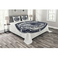 thumbnail image 1 of Ambesonne Compass Quilted Bedspread Set 3 Pcs, Sea Navigation Big Wave, Queen Size, Night Blue White, 1 of 3