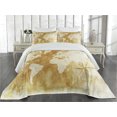 thumbnail image 1 of Ambesonne Compass Quilted Coverlet 3 Pcs, Old Fashioned World Map, King Size, Cream Tan, 1 of 4