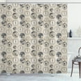 thumbnail image 1 of Ambesonne Compass Shower Curtain, Continents Pattern, 69"Wx70"L, Black Grey Tan, 1 of 3