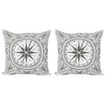 thumbnail image 1 of Ambesonne Compass Throw Pillow Cover 2 Pack, Windrose Line Art Style, 18", Black White, 1 of 6