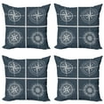 thumbnail image 1 of Ambesonne Compass Throw Pillow Cover 4 Pack, White Compass Design, 24", Navy Blue and White, 1 of 6
