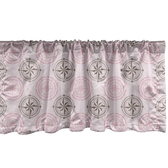 Ambesonne Compass Window Valance, Windroses Pattern, 54" X 18", Pale Mauve Pale Pink