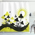 thumbnail image 1 of Ambesonne Coneflower Shower Curtain, Blossoms and Insects, 69"Wx70"L, Dark Grey and Yellow Green, 1 of 3