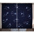 thumbnail image 1 of Ambesonne Constellation Curtains 2 Panel Set, Horoscope Chart, 108" x 96", Dark Blue White, 1 of 2