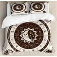 thumbnail image 1 of Ambesonne Constellation Duvet Cover Set, Zodiac Sun Moon, 2-Calking, Dark Brown Cream, 1 of 7