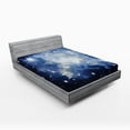 thumbnail image 1 of Ambesonne Constellation Fitted Sheet, Blue Galaxies, Queen Size, Pale Blue Dark Blue, 1 of 3