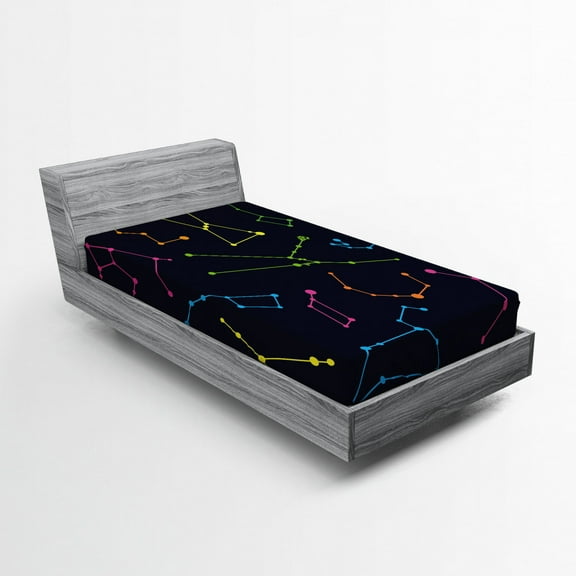 Ambesonne Constellation Fitted Sheet, Colorful Galactic, Twin Size, Multicolor