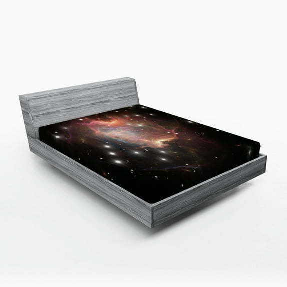 Ambesonne Constellation Fitted Sheet, Deep Outer Space, Queen Size, Multicolor