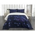 thumbnail image 1 of Ambesonne Constellation Quilted Bedspread Set 3 Pcs, Galaxy and Signs, Queen Size, Pale Blue Dark Blue, 1 of 5