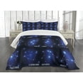 thumbnail image 1 of Ambesonne Constellation Quilted Bedspread Set 3 Pcs, Zodiac Sign Set, Queen Size, Dark Blue Blue White, 1 of 5