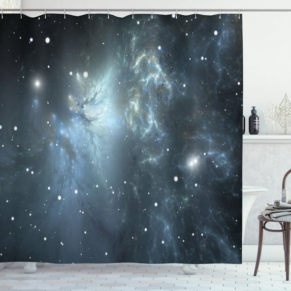 Ambesonne Constellation Shower Curtain, Infinite Space, 69"Wx75"L, Pale Blue Black White