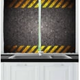 thumbnail image 1 of Ambesonne Construction Kitchen Curtains, Caution Tape Frame, 55"x45", Dark Taupe Marigold, 1 of 3