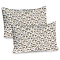 thumbnail image 1 of Ambesonne Construction Pillow Sham 2 Pack, Grips and Bulldozers, 30"x20", Apricot and Grey, 1 of 3