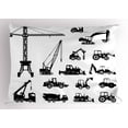 thumbnail image 1 of Ambesonne Construction Pillow Sham, Black Trucks Set, 26" X 20", Black White, 1 of 2