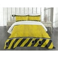 thumbnail image 1 of Ambesonne Construction Quilted Bedspread Set 3 Pcs, Rusty Working Site, Queen Size, Yellow Green Black, 1 of 5