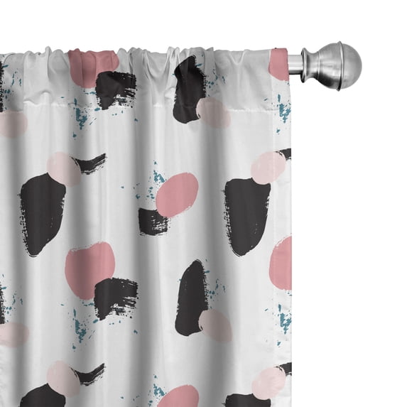 Ambesonne Contemporary 4-Panel Curtains, Grunge Murky Effects, 56"x63", Charcoal Grey Pink White