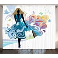 thumbnail image 1 of Ambesonne Contemporary Curtains 2 Panel Set, Shopping Woman Art, 108" x 84", Multicolor, 1 of 3