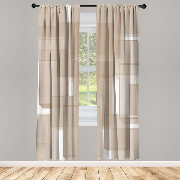 Ambesonne Contemporary Curtains, Cubes Geometric Modern, Pair of 28"x95", Pale Tan