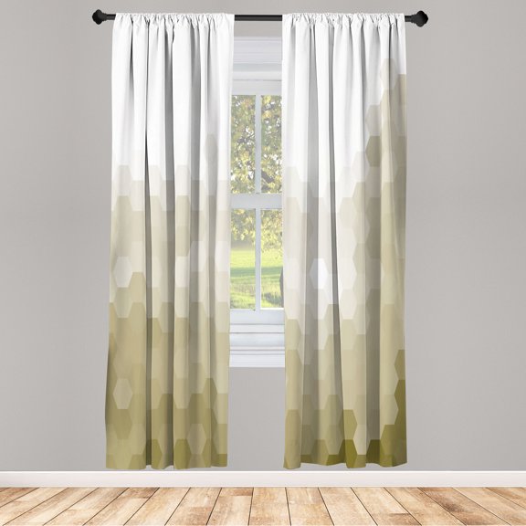 Ambesonne Contemporary Curtains, Geometric Abstract Art, Pair of 28"x63", Fawn White