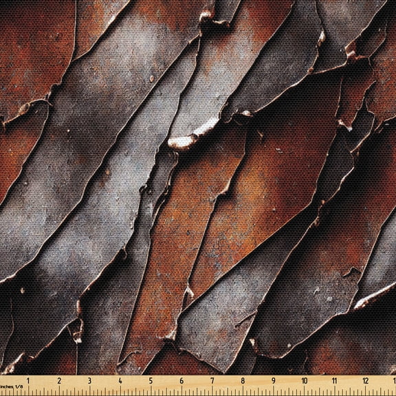 Ambesonne Contemporary Fabric by the Yard, Grunge Abstract Print, 1 Yard, Chestnut Brown Taupe Grey