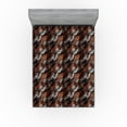 thumbnail image 1 of Ambesonne Contemporary Fitted Sheet, Grunge Abstract Print, Full Size, Chestnut Brown Taupe Grey, 1 of 5