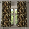 thumbnail image 1 of Ambesonne Contemporary Grommet Curtain, Abstract Lines Stripes, 50"x63", Mustard Chocolate Brown, 1 of 5