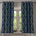 thumbnail image 1 of Ambesonne Contemporary Grommet Curtain, Zigzag Abstract Modern, 50"x63", Dark Sky Blue and Mustard, 1 of 5