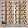 thumbnail image 1 of Ambesonne Contemporary Kitchen Curtains, Brushstroke Motifs, 55"x36", Mustard Indigo Coral, 1 of 3