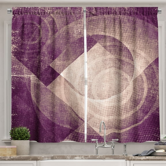 Ambesonne Contemporary Kitchen Curtains, Dusty Desert Stormy, 55"x36", Purple Champagne
