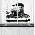 thumbnail image 1 of Ambesonne Contemporary Kitchen Curtains, Hipster Walrus, 55"x39", White Black, 1 of 2