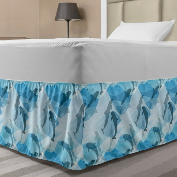 Ambesonne Contemporary Multi-color Wrap Around Microfiber Bed Skirt, Twin