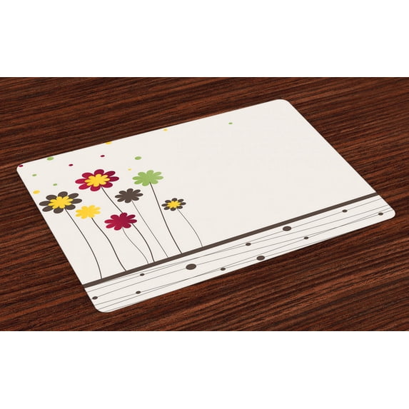 Ambesonne Contemporary Place Mats Set of 4, Spring Field Art, Standard Size, Multicolor