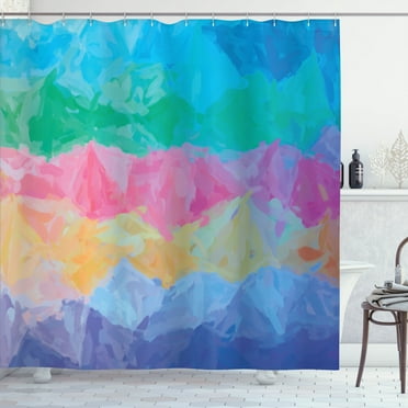 Ambesonne Contemporary Shower Curtain, Abstract Painting Art, 69"Wx84"L, Blue Pink Camel