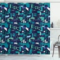 thumbnail image 1 of Ambesonne Contemporary Shower Curtain, Grunge Murky Shapes, 69"Wx75"L, Indigo Dark Teal, 1 of 4