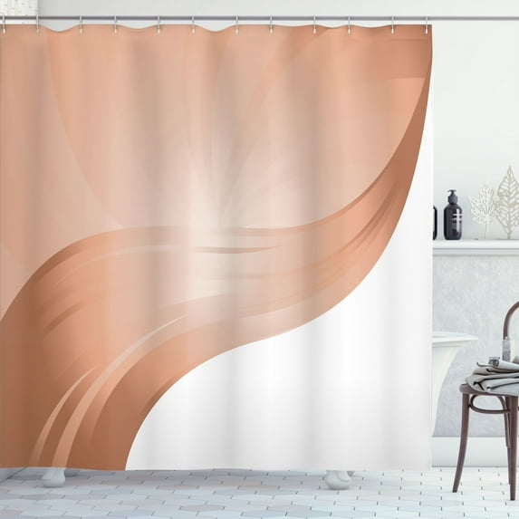 Ambesonne Contemporary Shower Curtain, Modern Art Stripes, 69"Wx70"L, Dark Peach