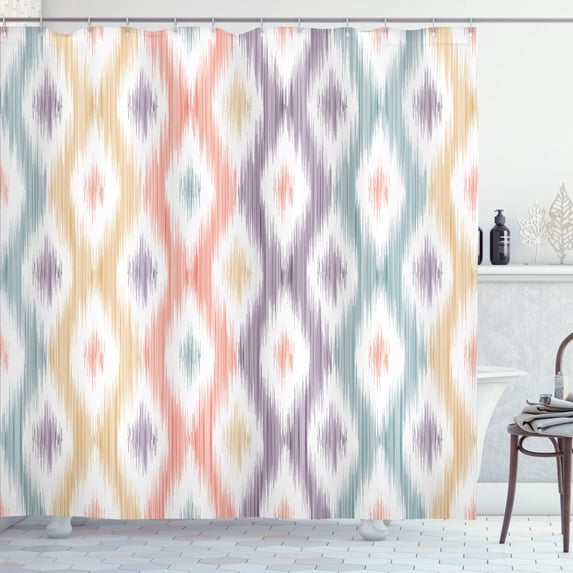 Ambesonne Contemporary Shower Curtain, Sketchy Abstract Print, 69"Wx75"L, Coral White