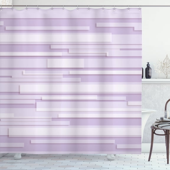 Ambesonne Contemporary Shower Curtain, Stone Band Motif, 69"Wx70"L, Lilac Lavender
