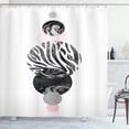 thumbnail image 1 of Ambesonne Contemporary Shower Curtain, Zebra Artwork Circles, 69"Wx84"L, Dark Grey Rose White, 1 of 4