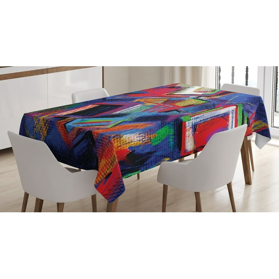 Ambesonne Contemporary Tablecloth Rectangular Table Cover, Modern Art Picture, 52"x70", Multicolor