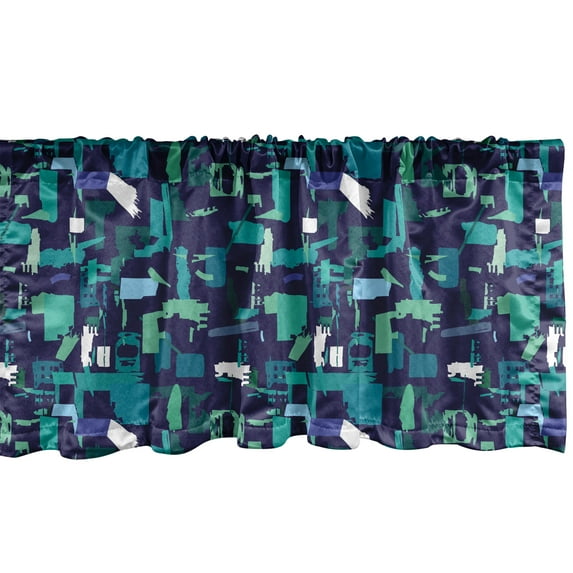 Ambesonne Contemporary Window Valance, Grunge Murky Shapes, 42" x 18", Indigo Dark Teal