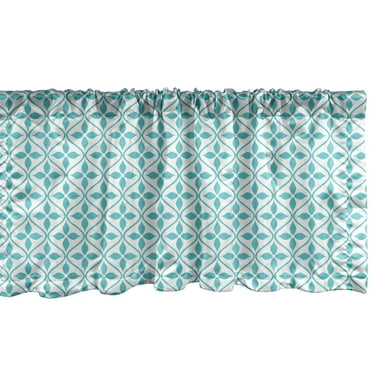 Ambesonne Contemporary Window Valance, Waves and Flowers, 54" X 18", Turquoise and White