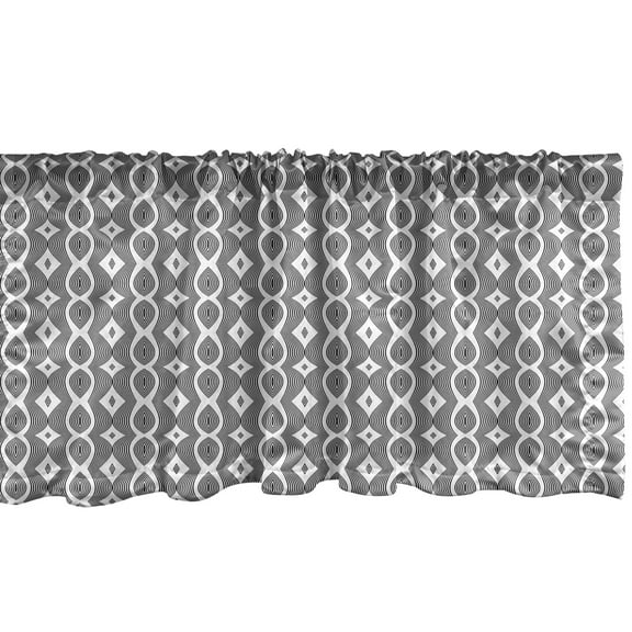 Ambesonne Contemporary Window Valance, Wavy Lines Op Art, 54" X 12", Black and White