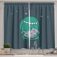 thumbnail image 1 of Ambesonne Cookie Kitchen Curtains, Monster with Sharp Teeth, 55"x45", Slate Blue Sea Green, 1 of 3