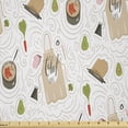 thumbnail image 1 of Ambesonne Cooking Fabric by the Yard Microfiber, Hand-Drawn Kitchen Utensils, 5 Yards, Pale Mustard Scarlet Grey, 1 of 2