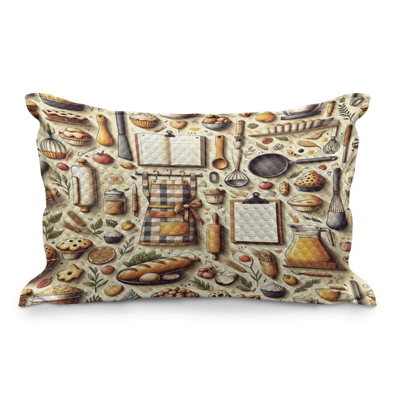 Ambesonne Cooking Themed Quilted Pillowcover, Chef Food Kitchen, 36" x 20", Cream and Orange