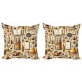thumbnail image 1 of Ambesonne Cooking Themed Throw Pillow Cover 2 Pack, Chef Food Kitchen, 16", Cream and Orange, 1 of 7