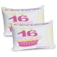 thumbnail image 1 of Ambesonne Cool Pillow Sham 2 Pack, Cupcake Candle Girls, 30"x20", Fuchsia Yellow, 1 of 3